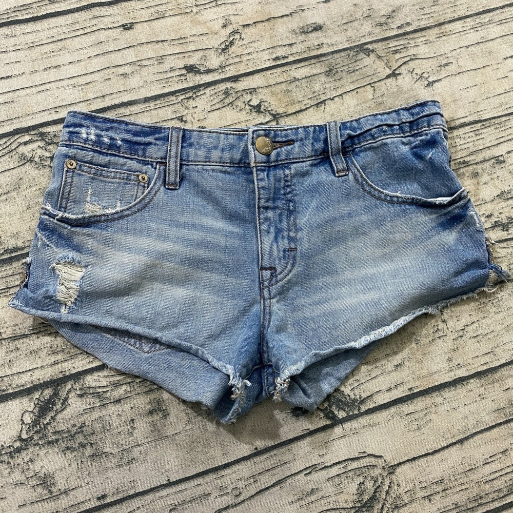 Free People Womens 25 (Fits 31") Cut Off Modified Denim Distressed Shorts Mini